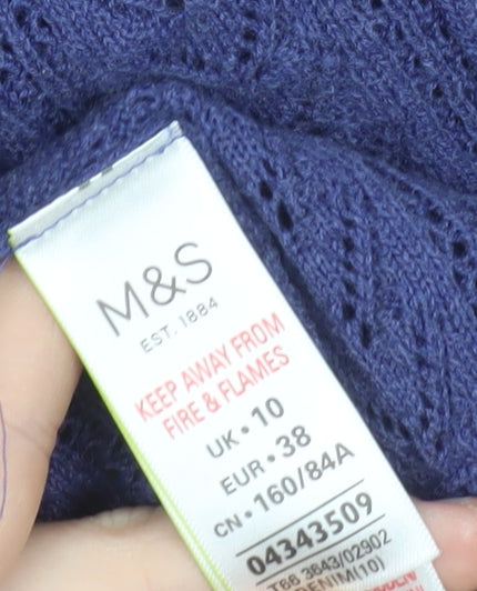 Marks and Spencer Women Purple Cotton Open Knit Cardigan Size 10