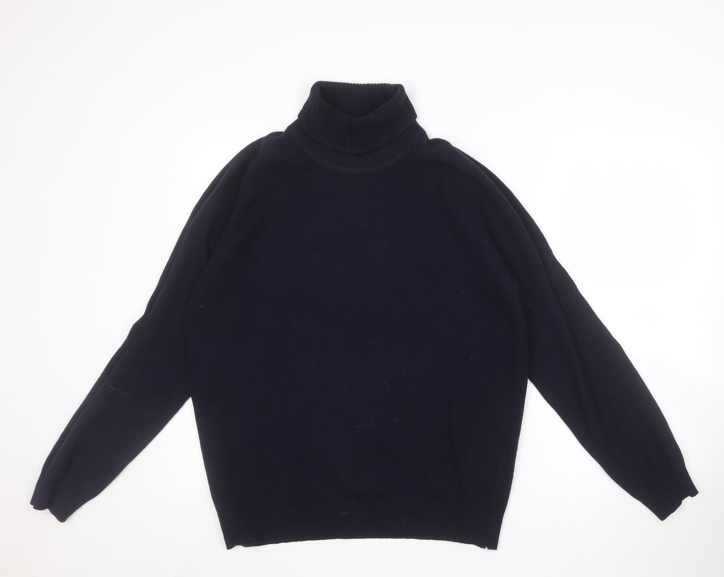 Alan Paine Men's Blue Roll Neck Lambswool Jumper Size L
