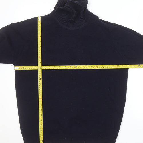 Alan Paine Men's Blue Roll Neck Lambswool Jumper Size L