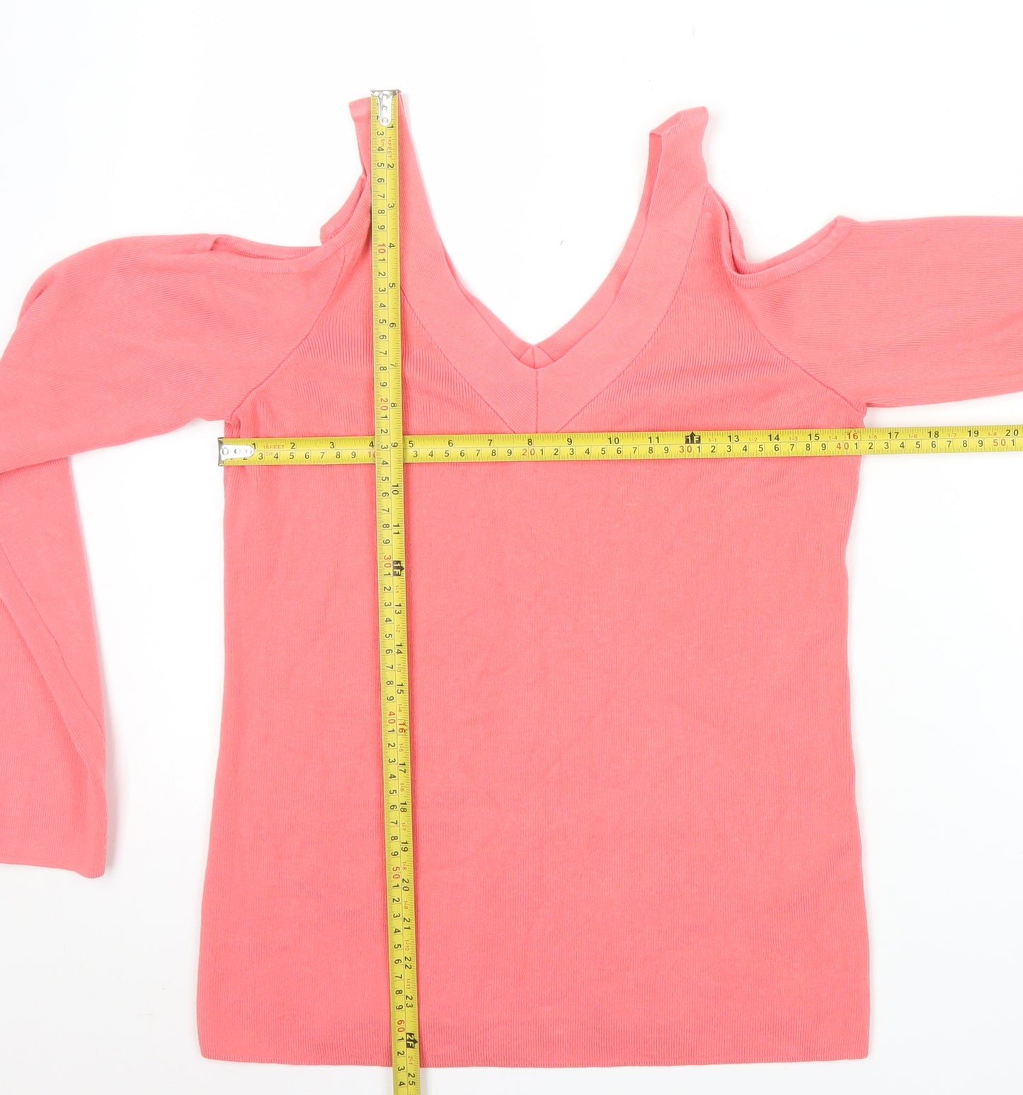 Dorothy Perkins Womens Pink Cold Shoulder V-Neck Jumper Size 12