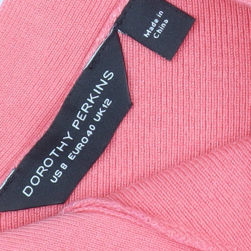 Dorothy Perkins Womens Pink Cold Shoulder V-Neck Jumper Size 12