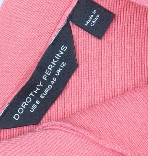 Dorothy Perkins Womens Pink Cold Shoulder V-Neck Jumper Size 12