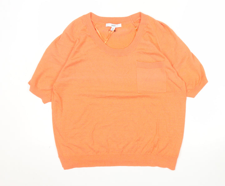 NEXT Women's Orange Crew Neck Short Sleeve Pullover Jumper Size 14