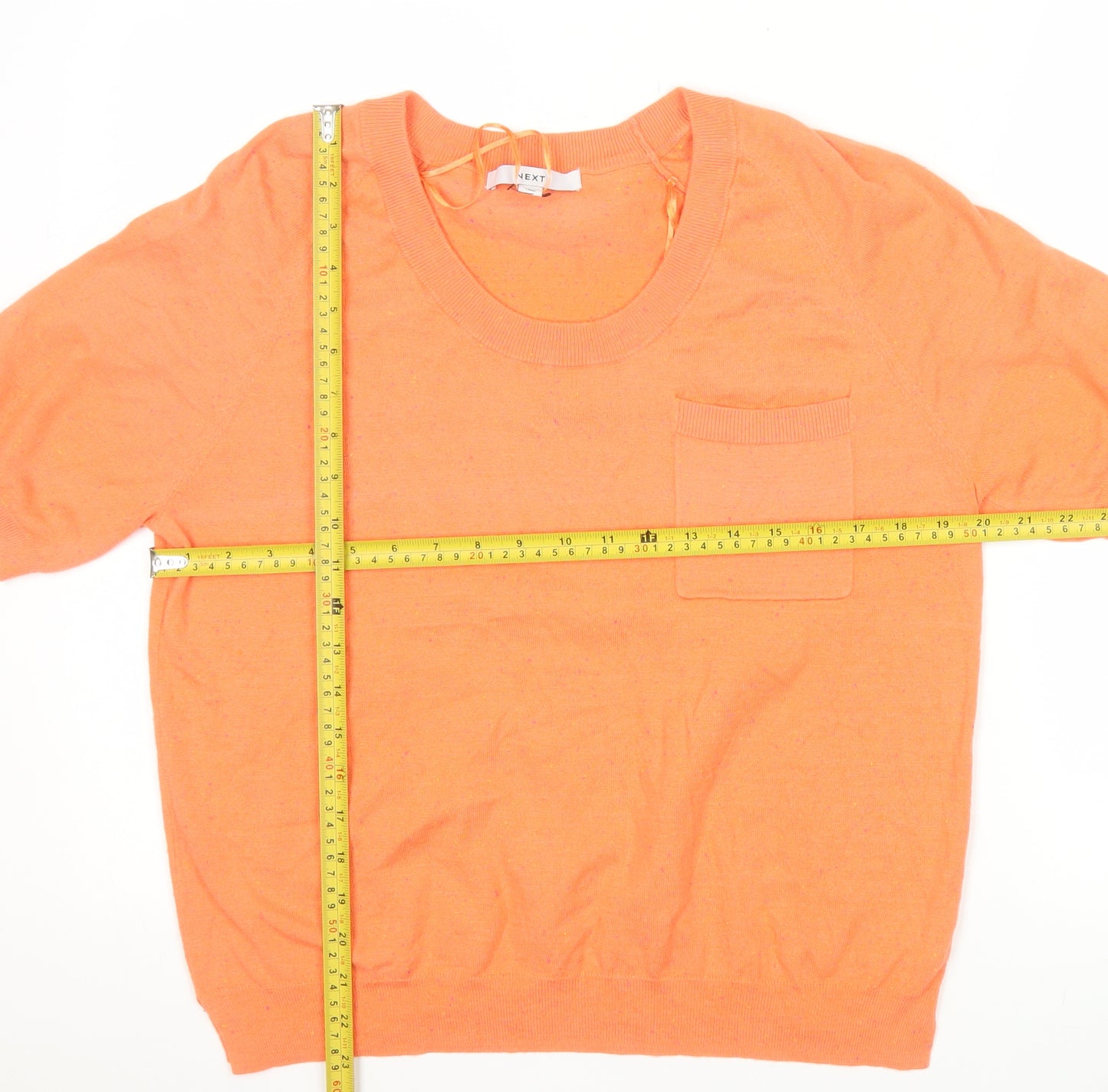 NEXT Women's Orange Crew Neck Short Sleeve Pullover Jumper Size 14