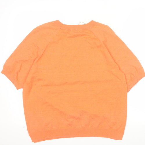 NEXT Women's Orange Crew Neck Short Sleeve Pullover Jumper Size 14