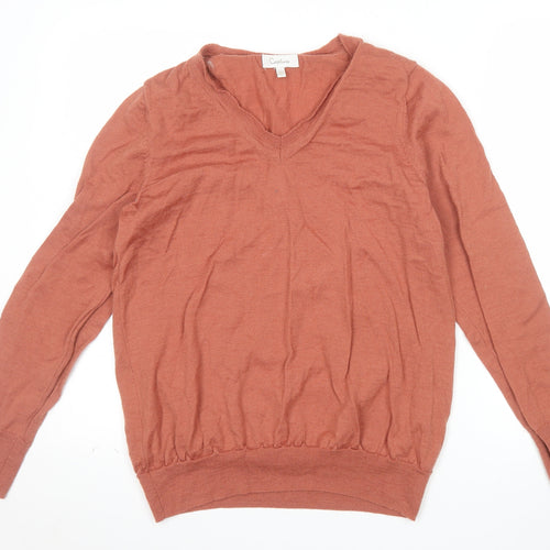 Capture Men's Brown L V-Neck Pure Merino Wool Jumper