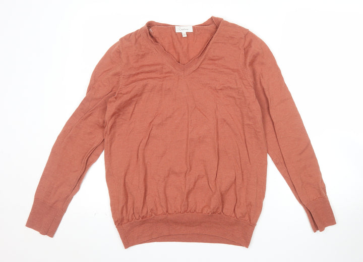 Capture Men's Brown L V-Neck Pure Merino Wool Jumper