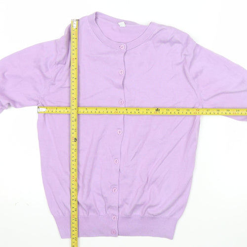 UNIQLO Women Purple Cotton Crew Neck Long Sleeve Cardigan S