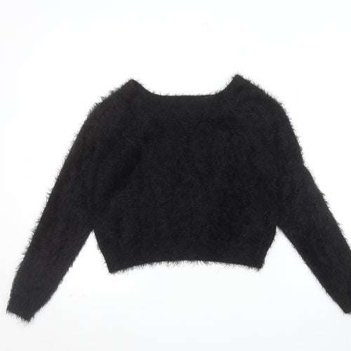 Miss Selfridge Women’s Black Fuzzy Knit Jumper Size 10