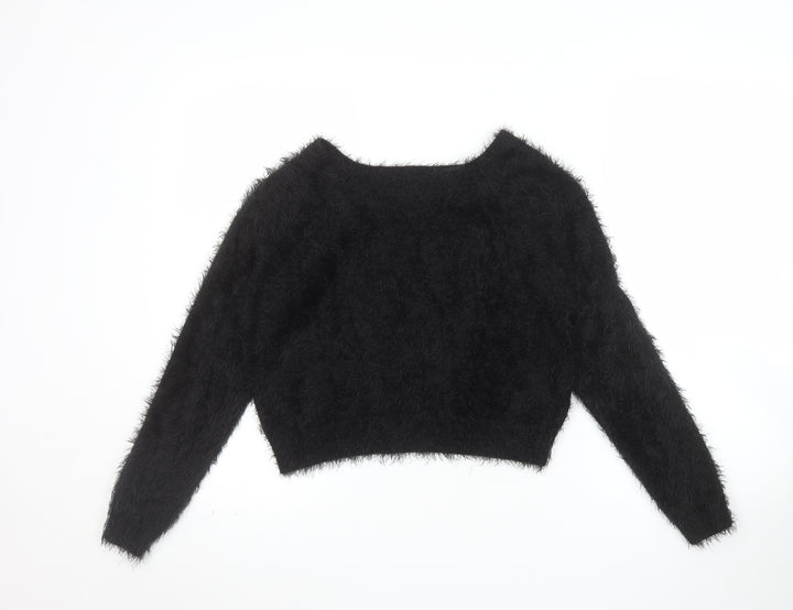 Miss Selfridge Women’s Black Fuzzy Knit Jumper Size 10