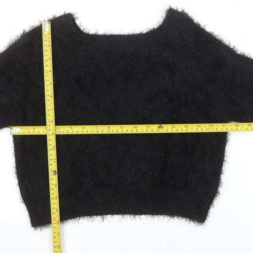 Miss Selfridge Women’s Black Fuzzy Knit Jumper Size 10