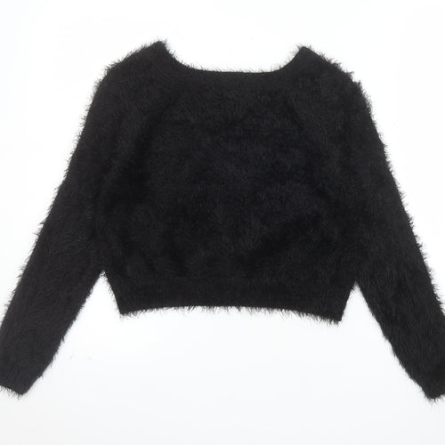 Miss Selfridge Women’s Black Fuzzy Knit Jumper Size 10
