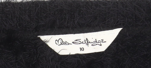 Miss Selfridge Women’s Black Fuzzy Knit Jumper Size 10