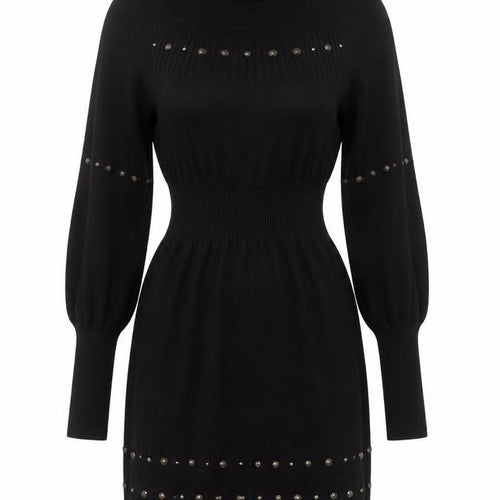 b.young Women's Black Knit Bodycon Roll Neck Dress Size M