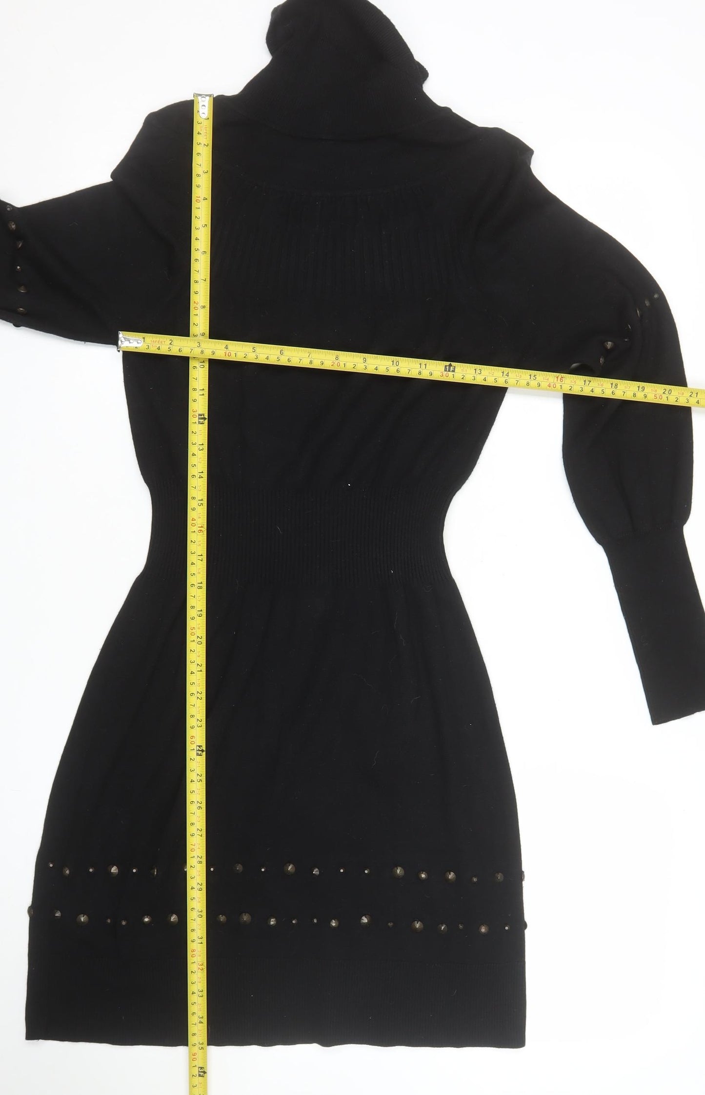 b.young Women's Black Knit Bodycon Roll Neck Dress Size M