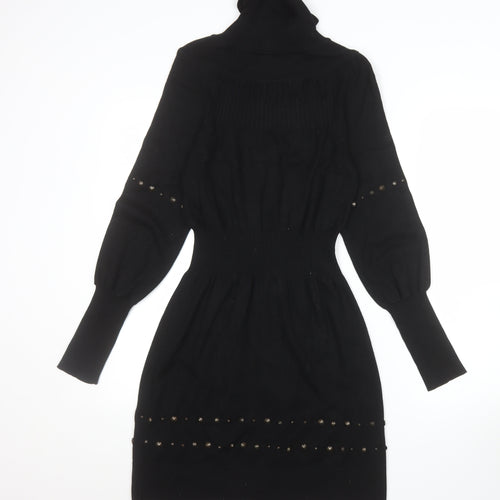 b.young Women's Black Knit Bodycon Roll Neck Dress Size M