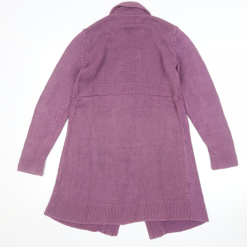 Boden Women Purple Collared Long Cardigan Knit Size 14 Cotton