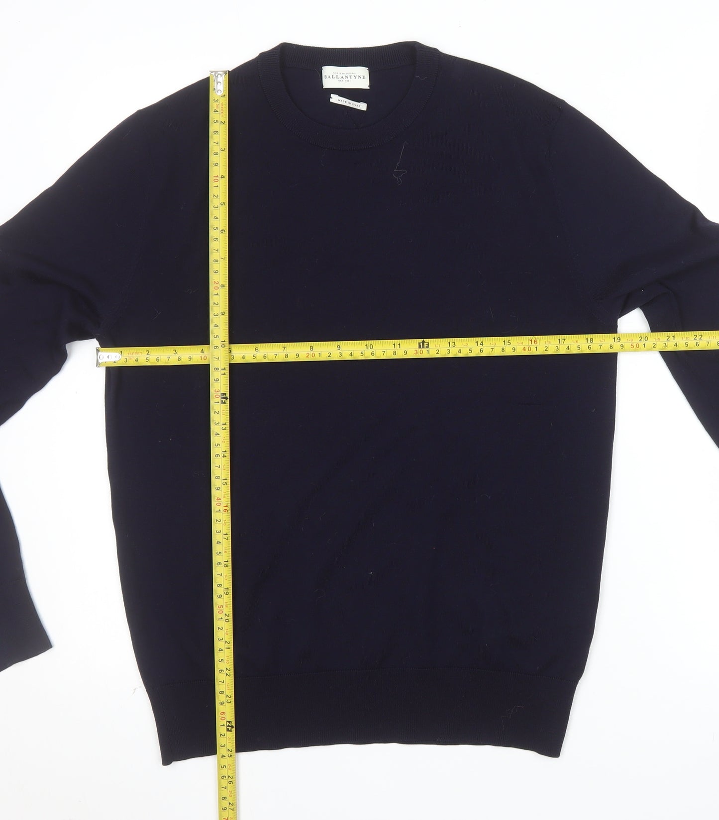 Ballantyne Men's Blue Wool Crew Neck Pullover Jumper Size M