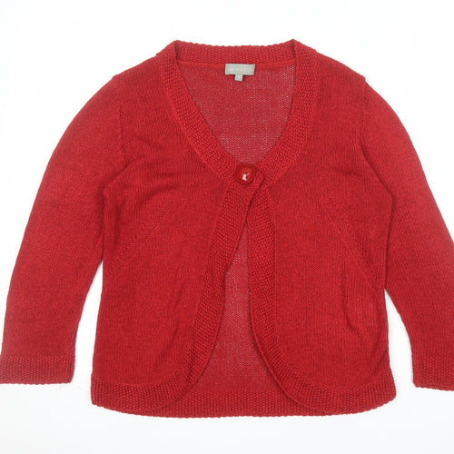 Marks and Spencer Per Una Red Knit Cardigan Women Size 12 Button Trim