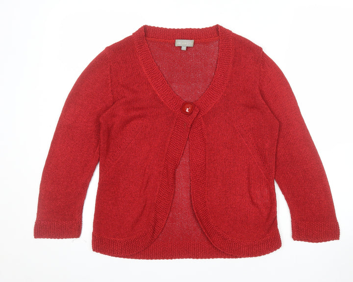 Marks and Spencer Per Una Red Knit Cardigan Women Size 12 Button Trim