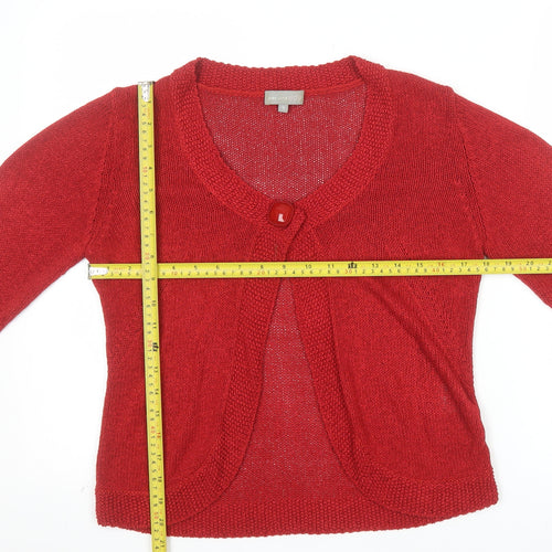 Marks and Spencer Per Una Red Knit Cardigan Women Size 12 Button Trim