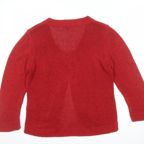 Marks and Spencer Per Una Red Knit Cardigan Women Size 12 Button Trim