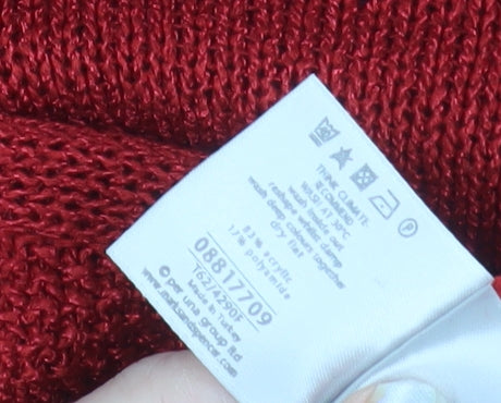 Marks and Spencer Per Una Red Knit Cardigan Women Size 12 Button Trim