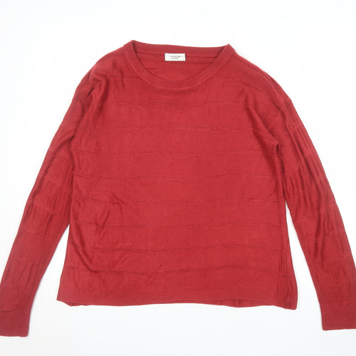 Jacqueline de Yong Women Red Acrylic Crew Neck Jumper Size S