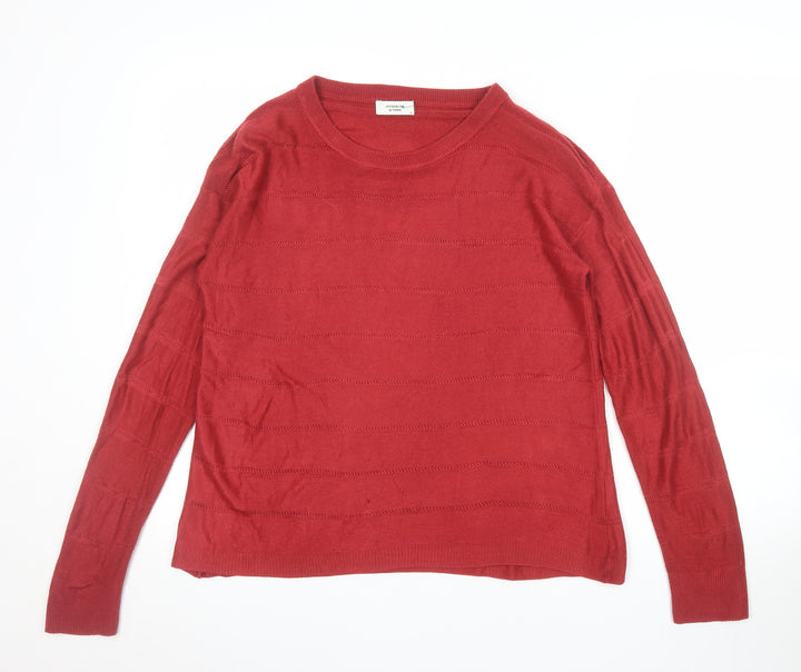 Jacqueline de Yong Women Red Acrylic Crew Neck Jumper Size S