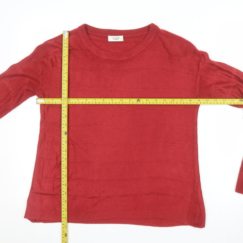 Jacqueline de Yong Women Red Acrylic Crew Neck Jumper Size S