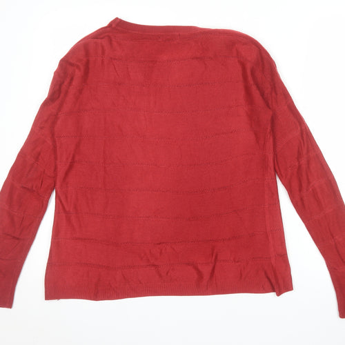 Jacqueline de Yong Women Red Acrylic Crew Neck Jumper Size S
