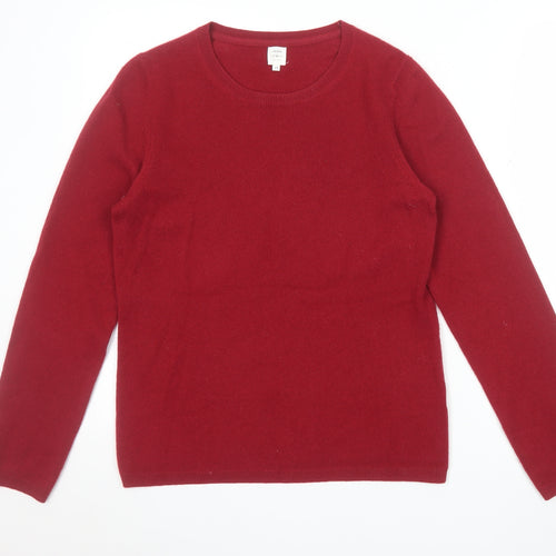 John Lewis Womens Red 100% Cashmere Crew Neck Jumper Size 12