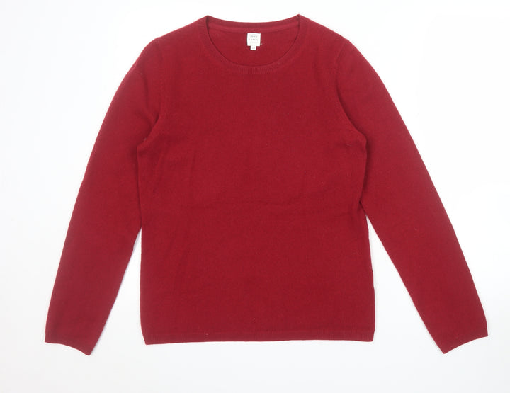John Lewis Womens Red 100% Cashmere Crew Neck Jumper Size 12