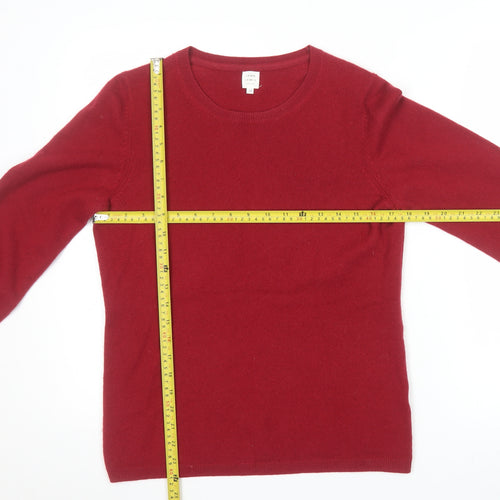 John Lewis Womens Red 100% Cashmere Crew Neck Jumper Size 12