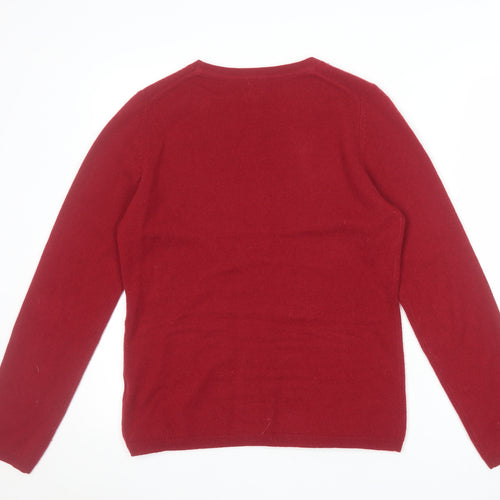 John Lewis Womens Red 100% Cashmere Crew Neck Jumper Size 12