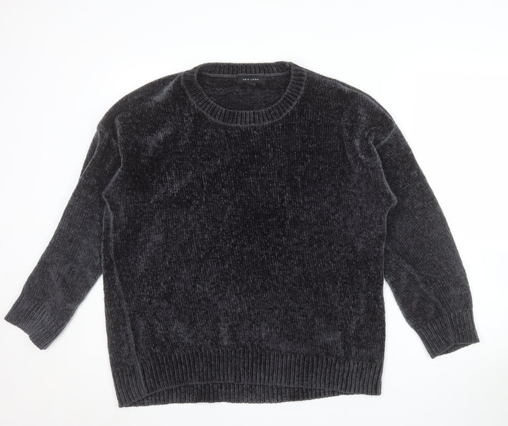 New Look Womens Grey Crew Neck Long Sleeve Pullover Jumper M