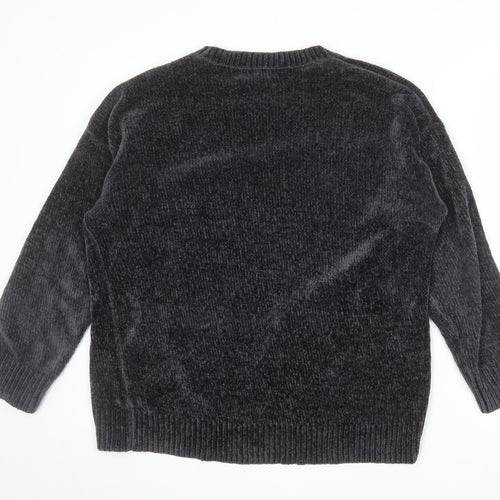 New Look Womens Grey Crew Neck Long Sleeve Pullover Jumper M