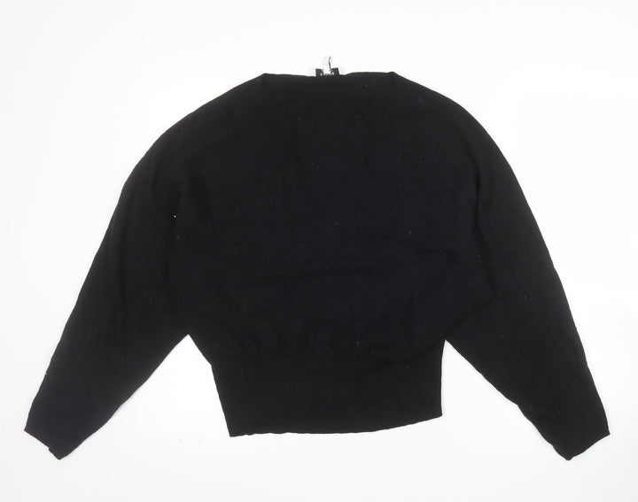 b.young Women's Black Boat Neck Knit Jumper Medium