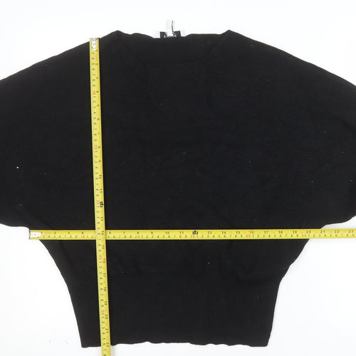 b.young Women's Black Boat Neck Knit Jumper Medium