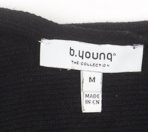 b.young Women's Black Boat Neck Knit Jumper Medium