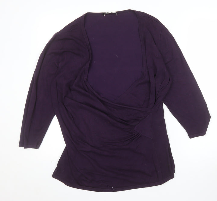 Kaliko Womens Purple Wrap V-Neck Jumper Size 8