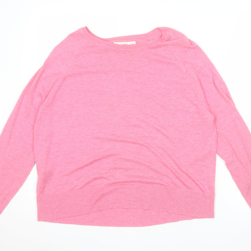 MNG Women’s Pink Knit Long Sleeve Pullover Jumper Size 12