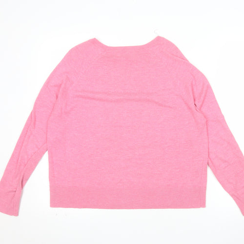 MNG Women’s Pink Knit Long Sleeve Pullover Jumper Size 12