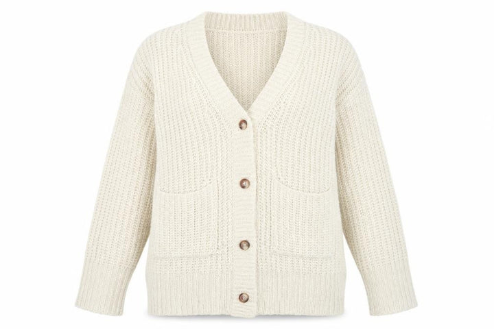 Boohoo Women’s Beige L Chunky Knit Button Cardigan