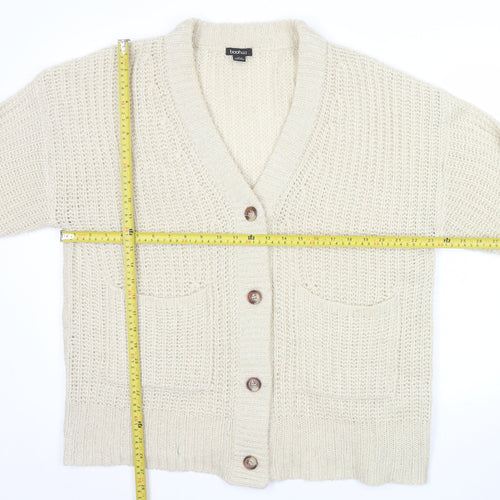 Boohoo Women’s Beige L Chunky Knit Button Cardigan