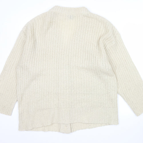 Boohoo Women’s Beige L Chunky Knit Button Cardigan