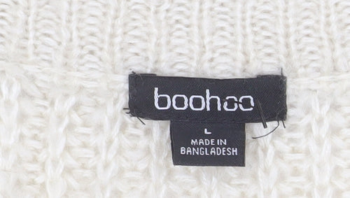 Boohoo Women’s Beige L Chunky Knit Button Cardigan