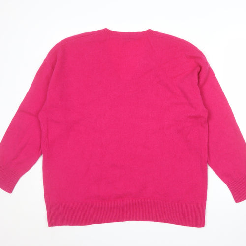 Marks and Spencer Autograph Women’s Pink Large V-Neck Beaded Cashmere Jumper