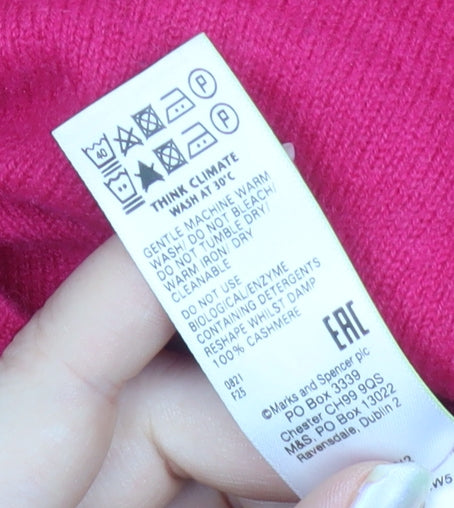 Marks and Spencer Autograph Women’s Pink Large V-Neck Beaded Cashmere Jumper