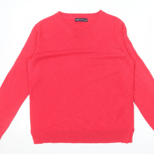 Marks and Spencer Womens Red Size 12 Acrylic Crew Neck Jumper